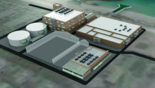 The project site is U-shaped, and is surrounded by lots filled by industrial operators and their associated infrastructure